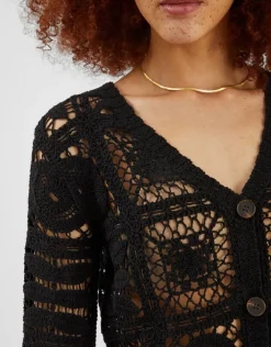 Accessorize Crochet Cardigan Black