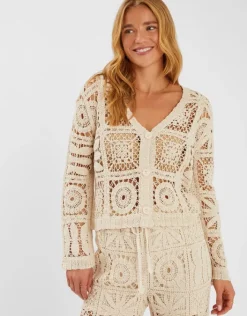 Accessorize Crochet Cardigan Natural