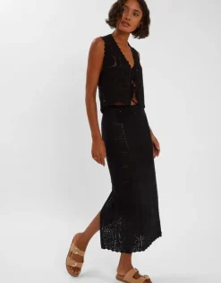 Accessorize Crochet Maxi Beach Skirt Black