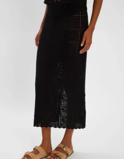 Accessorize Crochet Maxi Beach Skirt Black