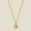 Accessorize 14ct Gold-Plated Aventurine Clover Pendant Necklace