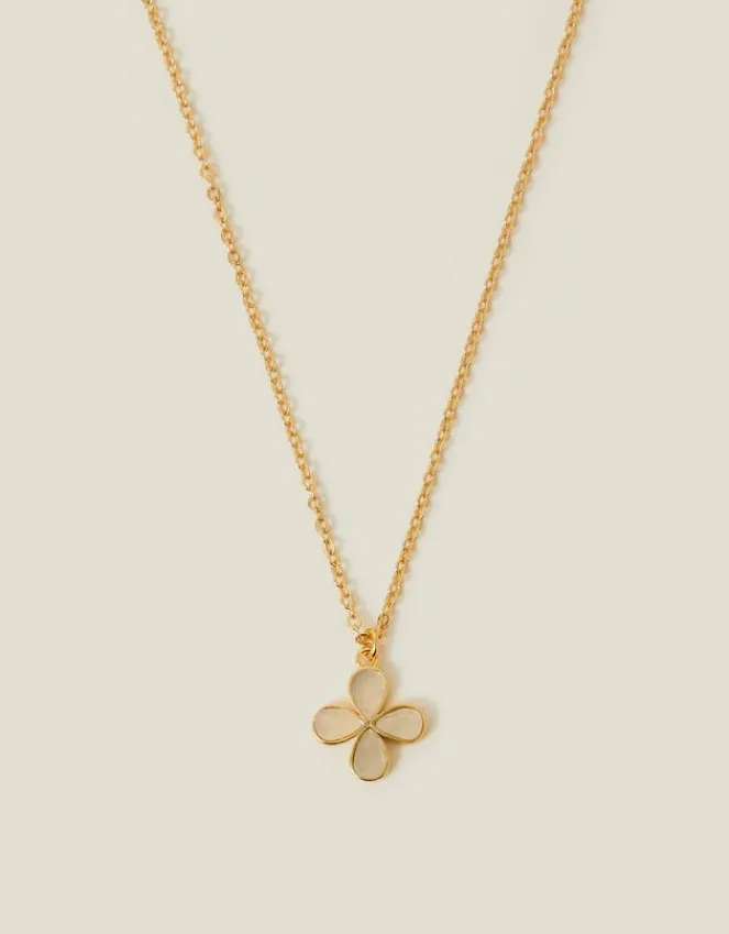 Accessorize 14ct Gold-Plated Aventurine Clover Pendant Necklace