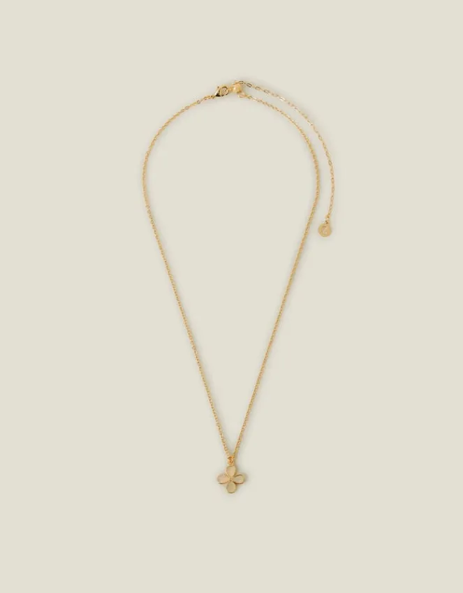 Accessorize 14ct Gold-Plated Aventurine Clover Pendant Necklace