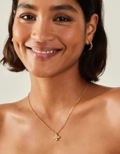 Accessorize 14ct Gold-Plated Aventurine Clover Pendant Necklace