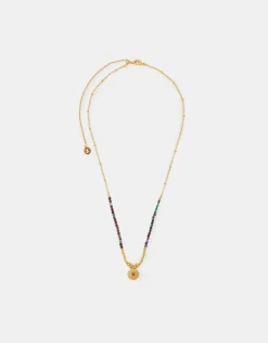 Accessorize 14ct Gold-Plated Bead Disc Pendant Necklace