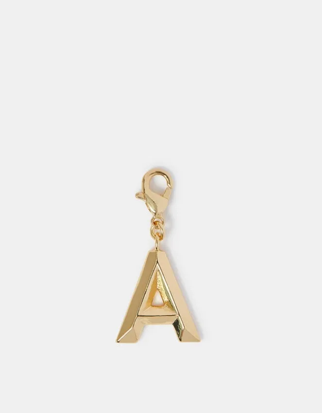 Accessorize 14ct Gold-Plated Chunky Initial Charm Gold