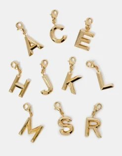 Accessorize 14ct Gold-Plated Chunky Initial Charm Gold