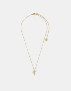 Accessorize 14ct Gold-Plated Diamant&eacute; Palm Tree Pendant Necklace