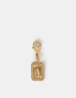Accessorize 14ct Gold-Plated Framed Initial Charm Gold