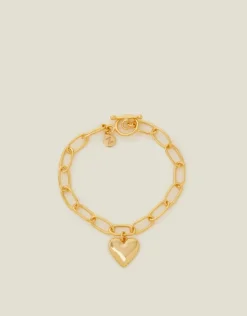 Accessorize 14ct Gold-Plated Heart Chain Bracelet