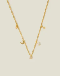 Accessorize 14ct Gold-Plated Initial Charm Necklace Gold