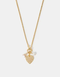 Accessorize 14ct Gold-Plated Omega Initial Charm Necklace Gold