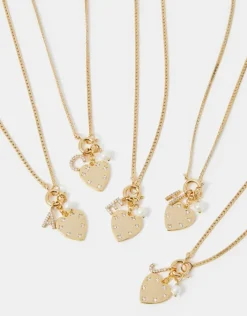 Accessorize 14ct Gold-Plated Omega Initial Charm Necklace Gold