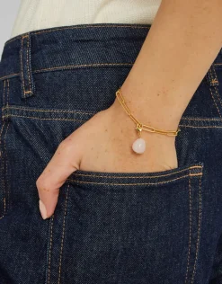 Accessorize 14ct Gold-Plated Semi Precious Stone Charm Pink