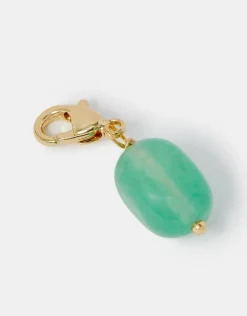 Accessorize 14ct Gold-Plated Semi Precious Stone Charm Green