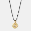 Accessorize 14ct Gold-Plated Sun Pendant Cord Necklace