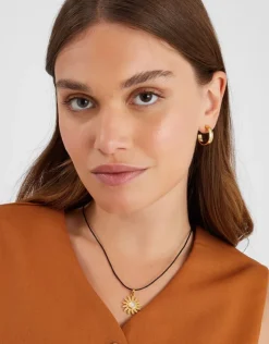 Accessorize 14ct Gold-Plated Sun Pendant Cord Necklace