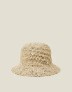 Accessorize Daisy Embellished Woven Bucket Hat