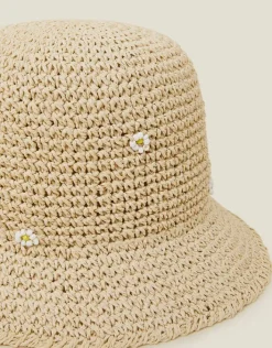 Accessorize Daisy Embellished Woven Bucket Hat