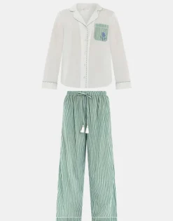 Accessorize Dandelion Stripe Print Pyjama Set Green