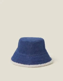 Accessorize Denim Borg Bucket Hat
