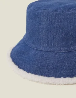 Accessorize Denim Borg Bucket Hat