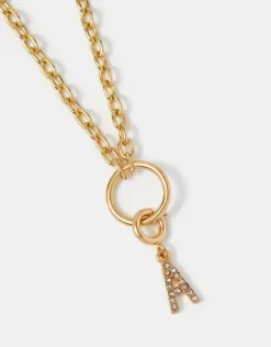Accessorize Diamant&eacute; Initial Jewellery Charm Gold