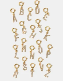 Accessorize Diamant&eacute; Initial Jewellery Charm Gold