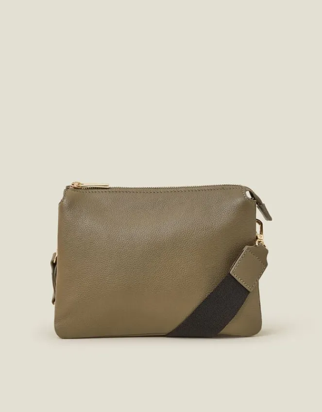 Accessorize Double Pouch Leather Cross-Body Bag