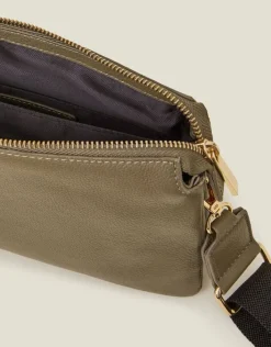 Accessorize Double Pouch Leather Cross-Body Bag