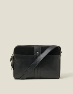 Accessorize Double Zip Leather Cross-Body Bag