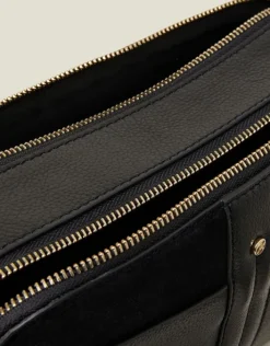 Accessorize Double Zip Leather Cross-Body Bag