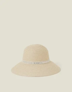 Accessorize Embroidered Straw Sun Hat