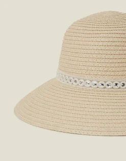 Accessorize Embroidered Straw Sun Hat