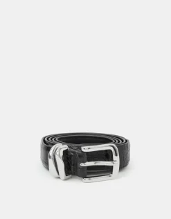 Accessorize Faux Croc Skin Belt Black