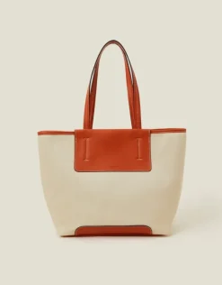 Accessorize Faux Leather Canvas Tote Bag