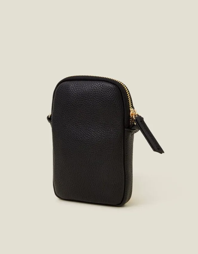 Accessorize Faux Leather Pocket Phone Bag Black