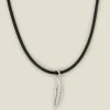 Accessorize Feather Pendant Cord Necklace