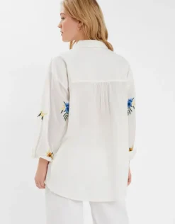 Accessorize Floral Embroidered Cotton Shirt White