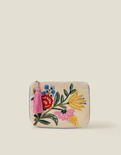 Accessorize Floral Embroidered Cotton Coin Purse
