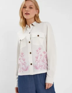 Accessorize Floral Embroidered Shacket Ivory