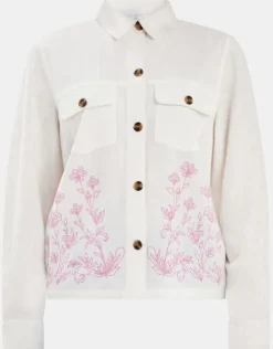 Accessorize Floral Embroidered Shacket Ivory
