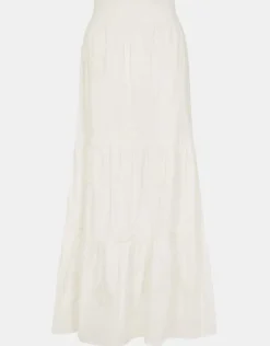 Accessorize Floral Embroidered Tiered Maxi Skirt White
