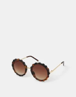 Accessorize Flower Tortoiseshell Round Sunglasses