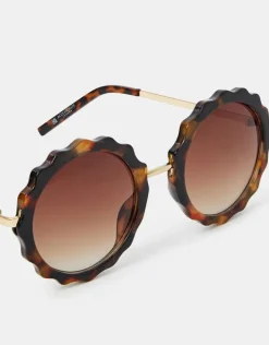 Accessorize Flower Tortoiseshell Round Sunglasses