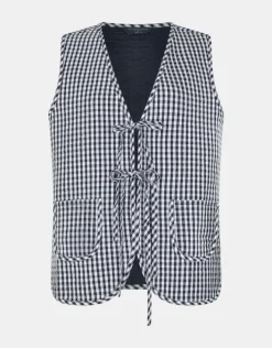 Accessorize Gingham Waistcoat Black