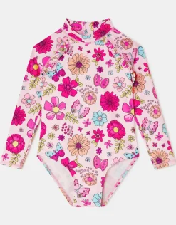 Accessorize Girl Retro Bloom Long Sleeve Swimsuit Multi
