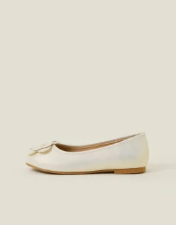 Accessorize Girls Applique Flower Ballet Flats Gold