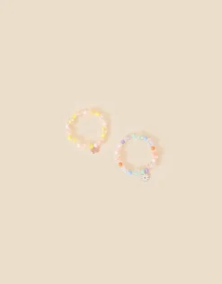 Accessorize Girls Beaded Flower Bracelets Set of Two
