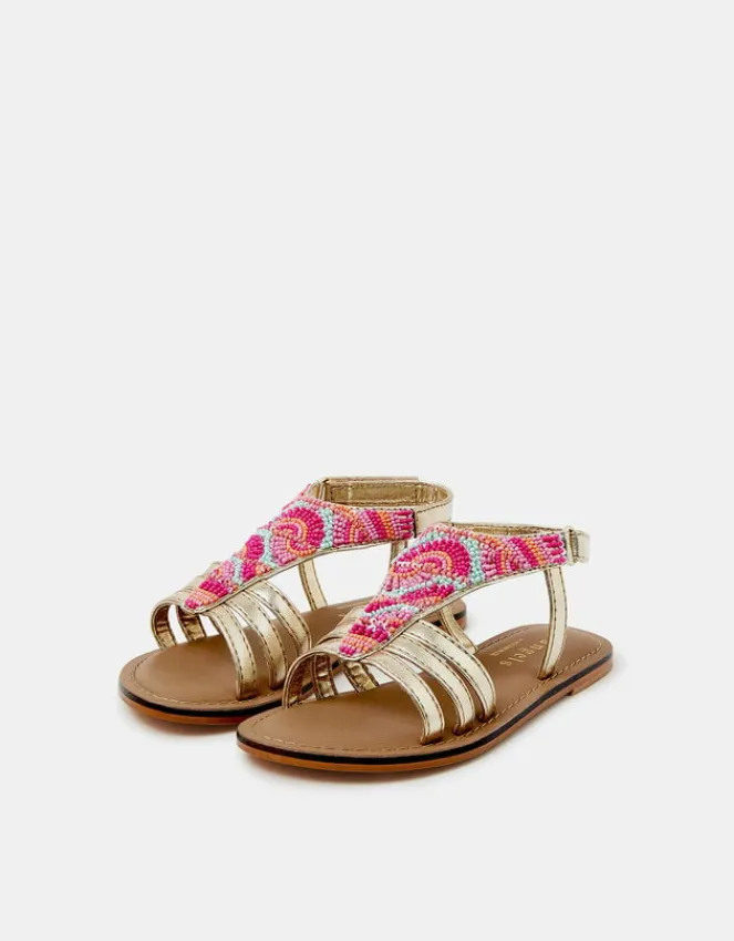 Accessorize Girls Beaded Gladiator Sandals Multi